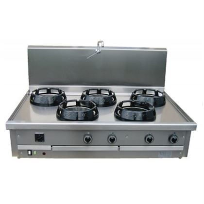 Aragaz profesional - Masina de gatit cu 5 arzatoare gaz tip wok, de banc, putere gaz 105 kW, Ethnic seria 