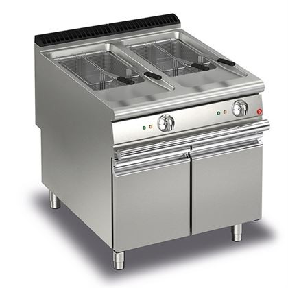 Friteuza profesionala cu 2 cuve, capacitate 22+22 lt, dulap inox cu 2 usi, BARON seria 900 Queen, alimentare gaz