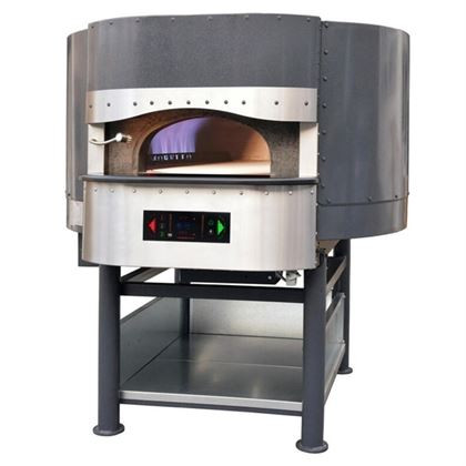 Cuptor pe vatra rotativ pentru pizza MF Italia model hybrid, pe lemne si gaz, cu suport, 1 camera, capacitate 10 pizza