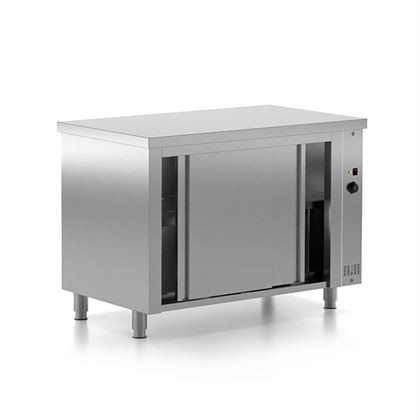 Masa calda inox, de lucru, tip dulap cu usi glisante, dimensiuni 1200x700x880 mm