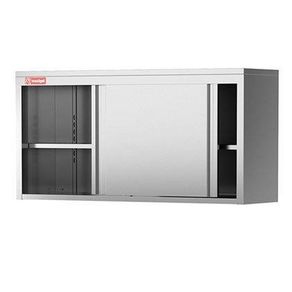 Dulap inox AISI 304 suspendat de perete pentru depozitare, cu 2 usi glisante, dimensiuni 1300x400x1000 mm