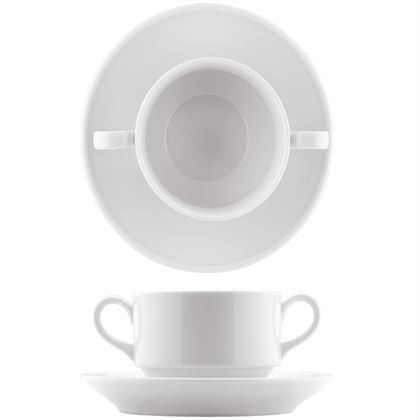 Farfurie portelan alb compatibila cu bol supa cu toarte, dimensiuni diam 170 mm, Mitterteich, colectia Risus