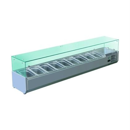 Vitrina frigorifica de banc, model Selection Inox, refrigerare statica, geam frontal drept, dimensiuni 1800x380x435 mm