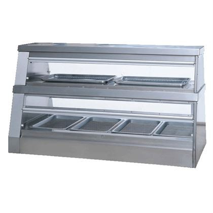 Vitrina calda de banc, model 2way Inox, geam frontal drept, dimensiuni 1500x760x720 mm