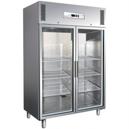 Dulap frigorific profesional inox dublu, Forcar seria 1400, refrigerare ventilata, 2 usi cu geam