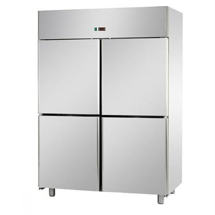 Dulap frigorific profesional inox dublu pentru peste, Tecnodom seria 1400, refrigerare ventilata, 4x 1/2 usi inox