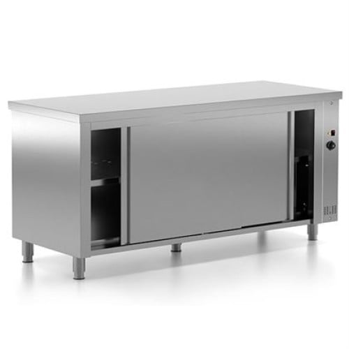 Masa calda inox, de lucru, tip dulap cu usi glisante, dimensiuni 1600x600x880 mm