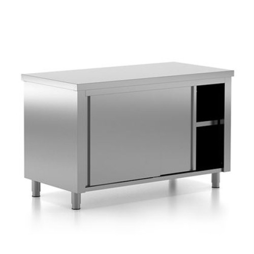 Masa inox de lucru, tip dulap cu usi glisante, inox AISI304, dimensiuni 1600x700x880 mm