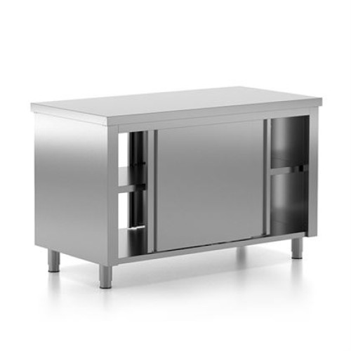 Masa inox de lucru, tip dulap cu usi glisante pe 2 laturi, inox AISI304, dimensiuni 1800x600x880 mm