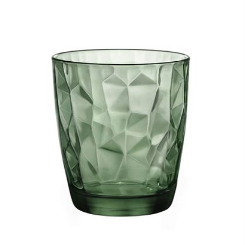 Pahar apa-suc-cocktail Bormioli Rocco colectia Diamond, 305 ml, din sticla transparenta verde, cu model