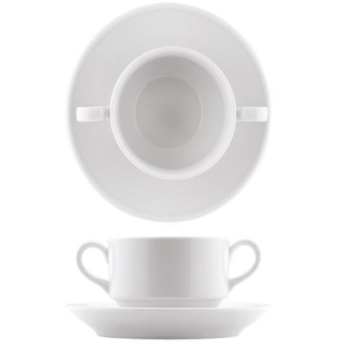 Farfurie portelan alb compatibila cu bol supa cu toarte, dimensiuni diam 170 mm, Mitterteich, colectia Risus