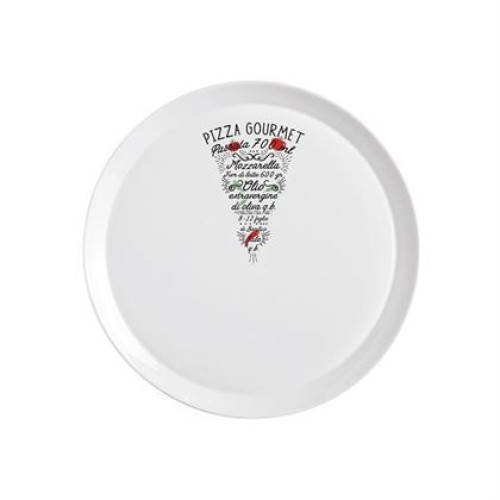 Farfurie pizza opal cu desen specific, dimensiuni diam 335x18 mm, Bormioli Rocco, colectia Ronda, Gourmet