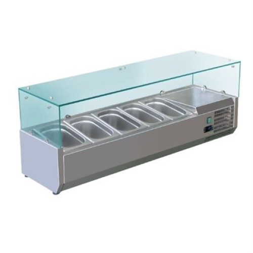 Vitrina frigorifica de banc, model Selection Inox, refrigerare statica, geam frontal drept, dimensiuni 1200x330x435 mm