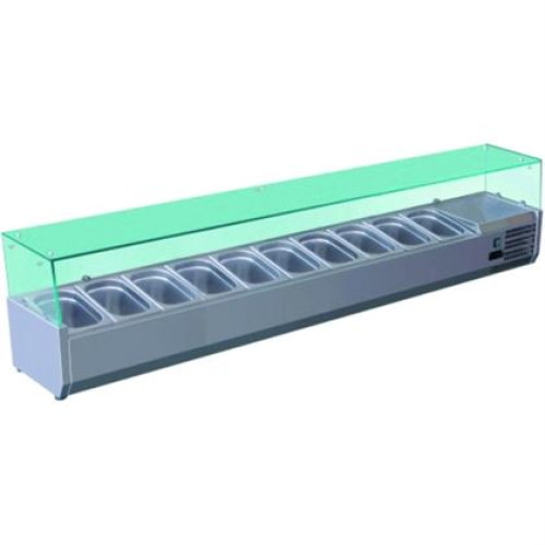 Vitrina frigorifica de banc, model Selection Inox, refrigerare statica, geam frontal drept, dimensiuni 2000x330x435 mm