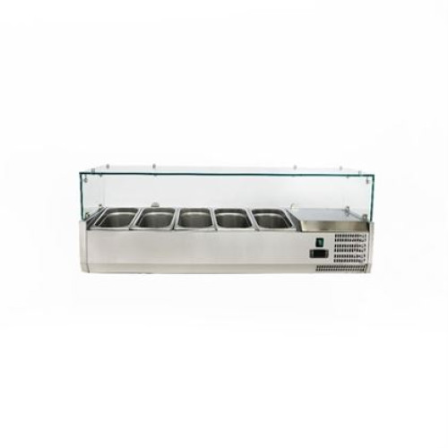 Vitrina frigorifica de banc, model Selection Inox, refrigerare statica, geam frontal drept, dimensiuni 1200x330x435 mm
