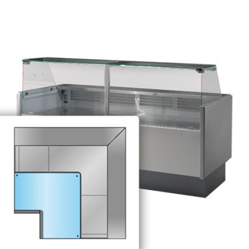 Vitrina frigorifica orizontala, model Magis R, colt deschis 90 gr, refrigerare ventilata, agregat extern optional, geam frontal drept, dimensiuni 1188x1188x1200 mm