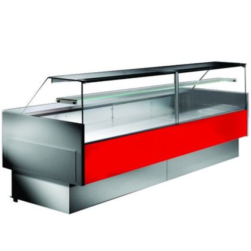 Vitrina frigorifica orizontala, model Magis, colt deschis 90 gr, refrigerare ventilata, agregat extern optional, geam frontal drept, dimensiuni 1290x1290x1197 mm