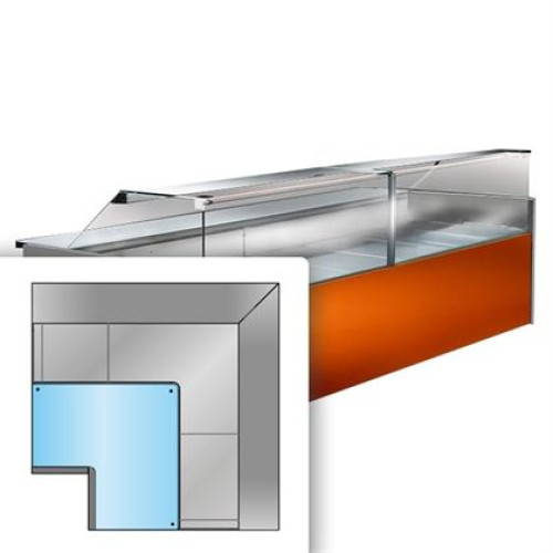 Vitrina frigorifica orizontala, model Magis, colt deschis 90 gr, refrigerare ventilata, geam frontal drept, dimensiuni 1440x1440x1200 mm