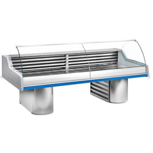 Vitrina frigorifica orizontala, model Tridento Inox, refrigerare statica, geam frontal curb, dimensiuni 2000x1190x1180 mm