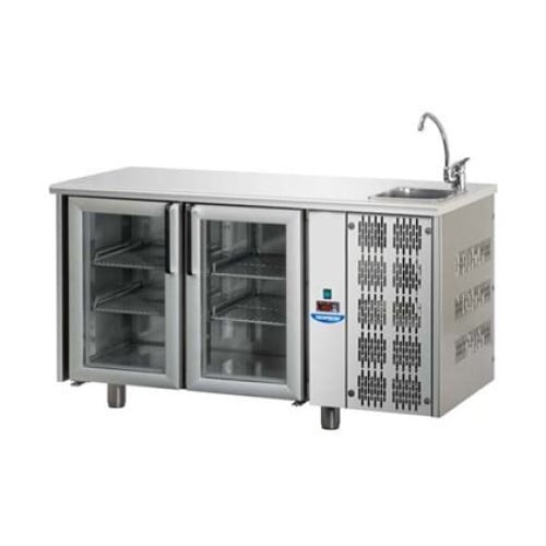 Masa rece - frigorifica refrigerare Tecnodom, cu spalator, cu 2 usi cu geam