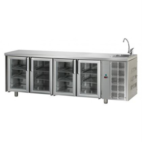 Masa rece - frigorifica refrigerare Tecnodom, cu spalator, cu 4 usi cu geam