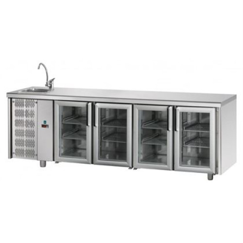 Masa rece - frigorifica refrigerare Tecnodom, cu spalator, cu 4 usi cu geam