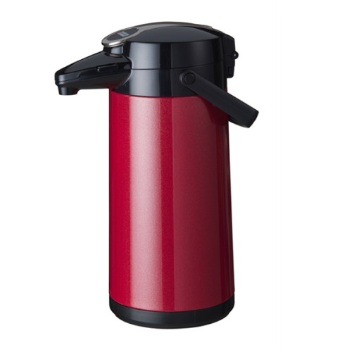 Termos profesional cu pompa cafea si bauturi calde Bravilor Bonamat, capacitate 2.2 lt, culoare rosu metalic